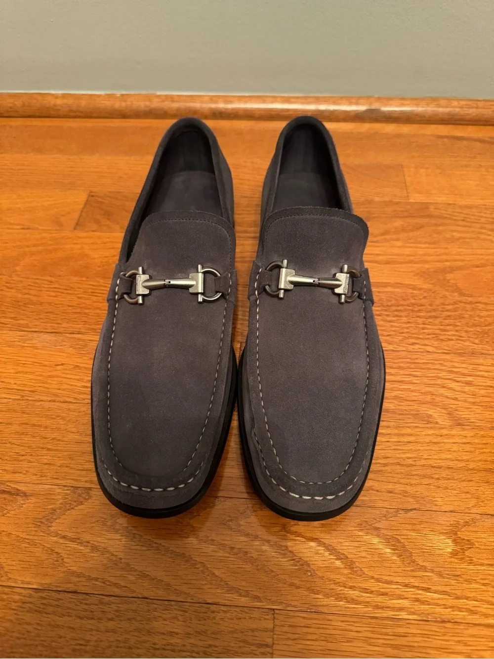 Salvatore Ferragamo Gray Suede Loafers